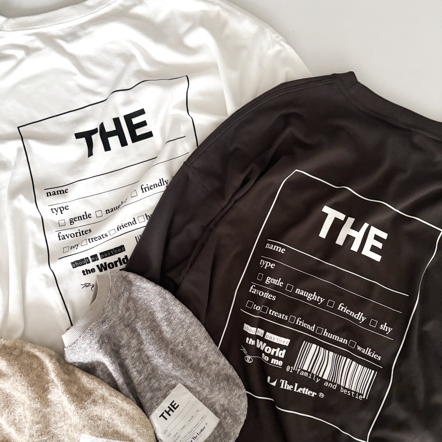 “THE” ストレッチシャギーパイル T(アッシュグレー/サンドベージュ)