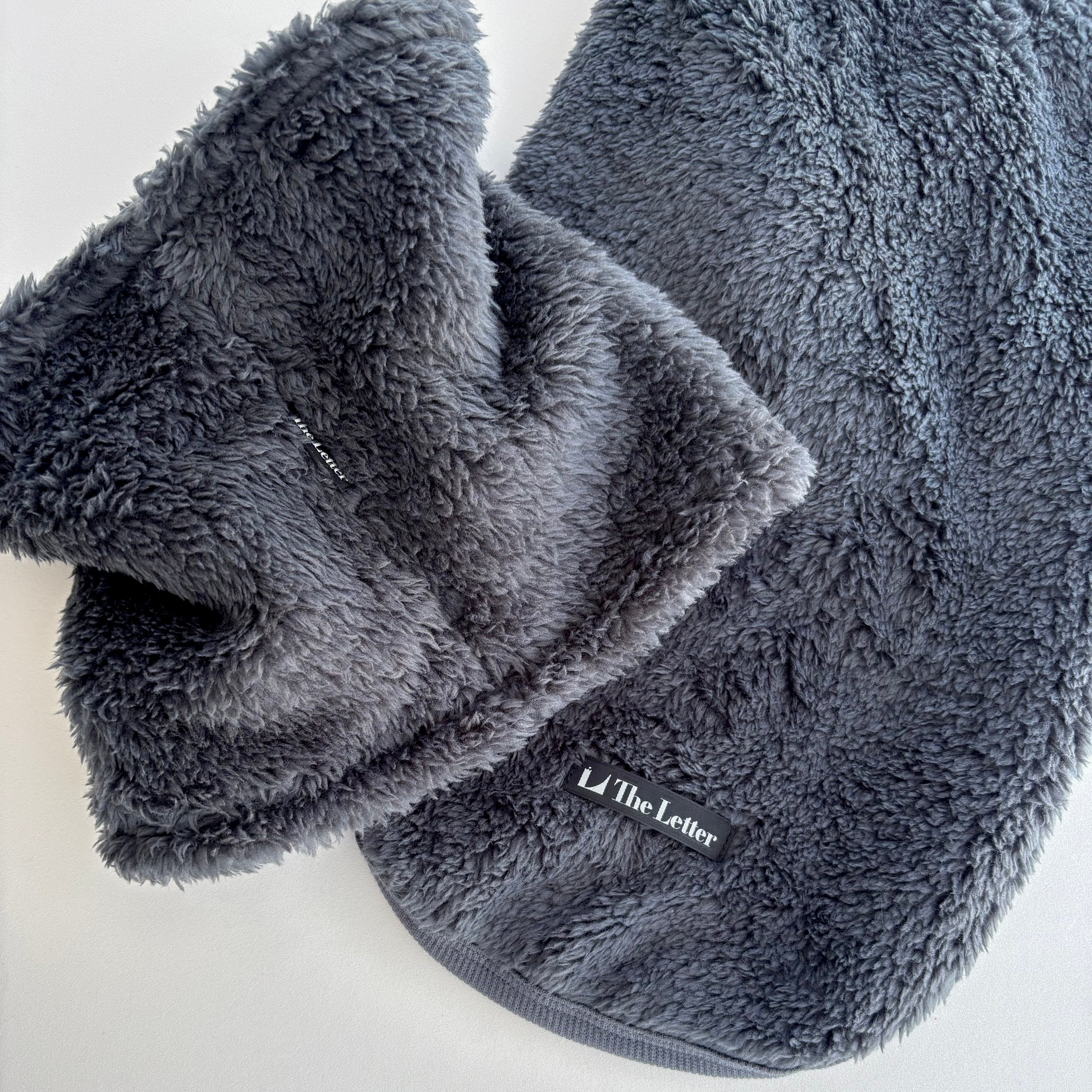 プレミアムBT ストレッチボアフリース スヌード(ブルーグレー/スノーホワイト)